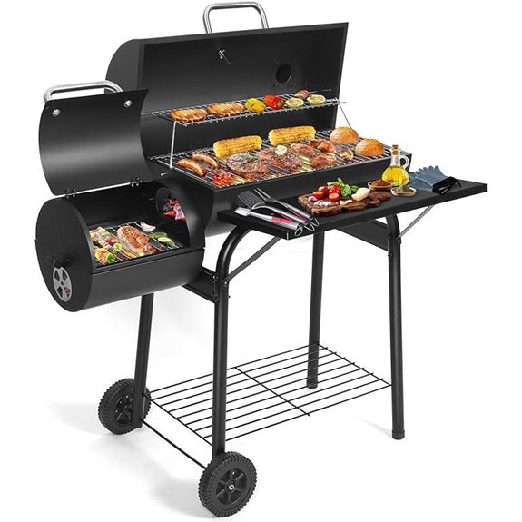 Charcoal Offset Smoker & Grill for Outdoor Cooking