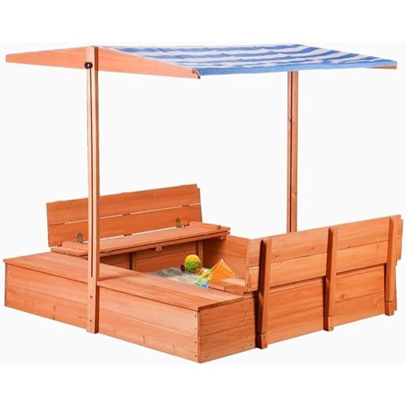 Kids' Outdoor Wooden Sandbox with Toy Storage