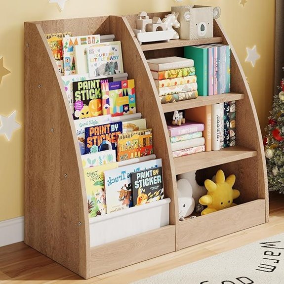 4-Tier Kids Bookshelf with Toy Storage