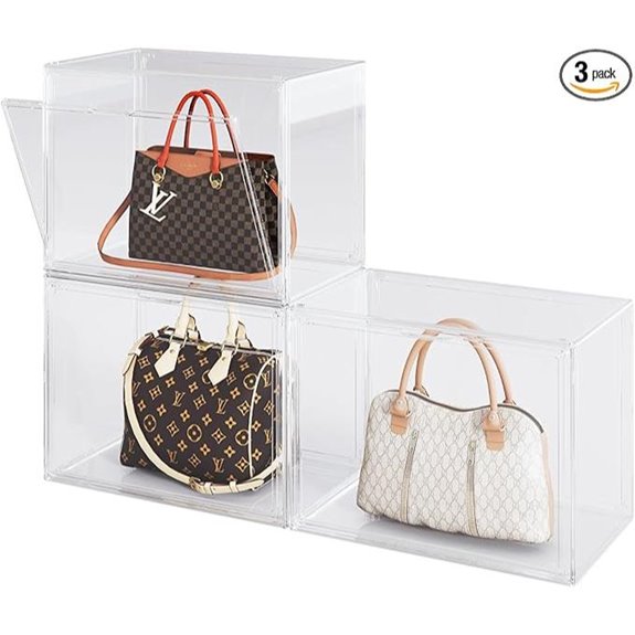 Purse Organizer for Closet 3 Packs Clear Acrylic
