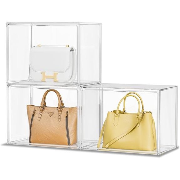 Acrylic Purse Organizer Set with Magnetic Doors (3 Pack)