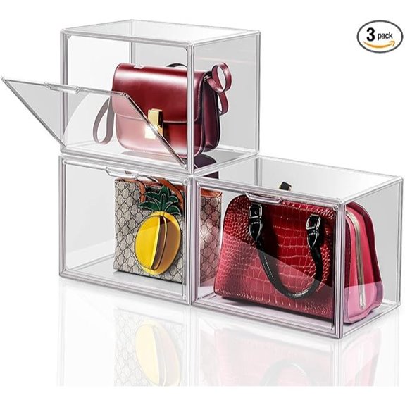 3-Pack Clear Handbag Organizer with Magnetic Door