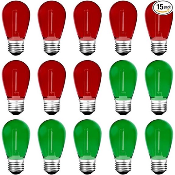 Meconard S14 Colored LED String Light Bulbs (15-Pack)