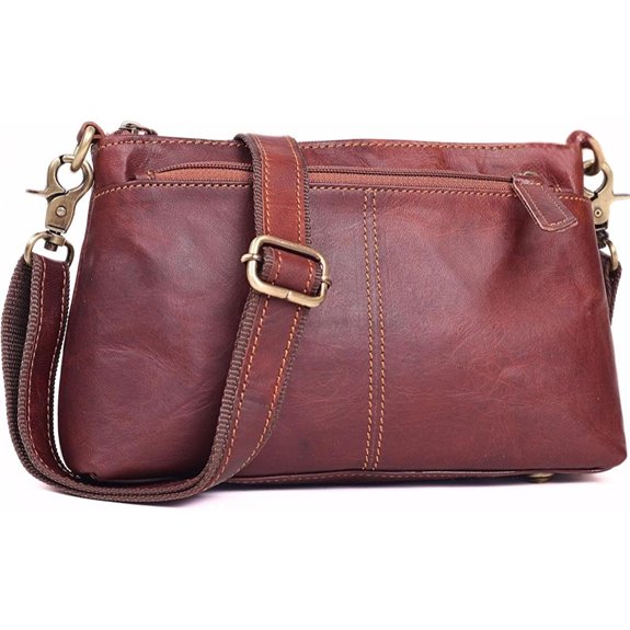 Small Leather Crossbody Bag for Women with Zippers