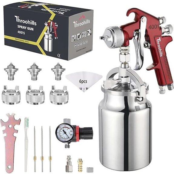 Siphon Feed Spray Gun Set with Nozzles and Strainers