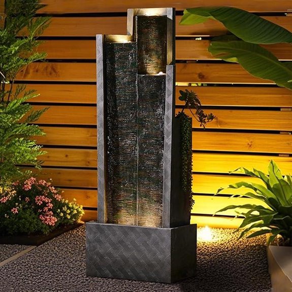 Modern Outdoor Water Fountain with LED Lights