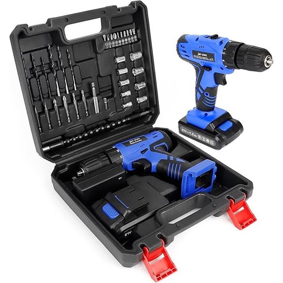 Cordless Power Drill Set with 37 Bits and Battery