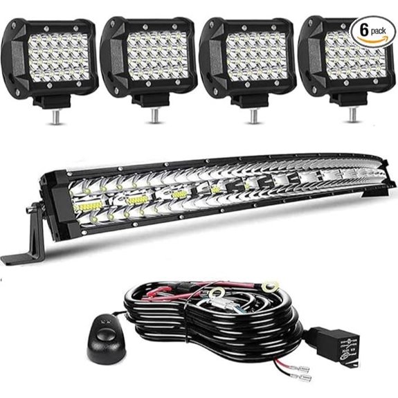 32IN Curved LED Light Bar Kit with Pod Lights