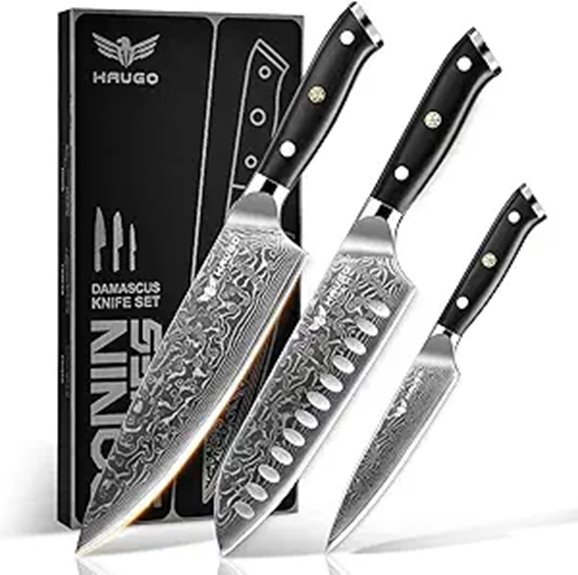Damascus Knife Set - Haugo 3-Piece Chef Knives