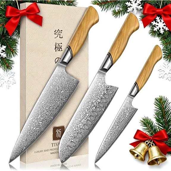 Tivoli Damascus Kitchen Knife Set (3 pcs)