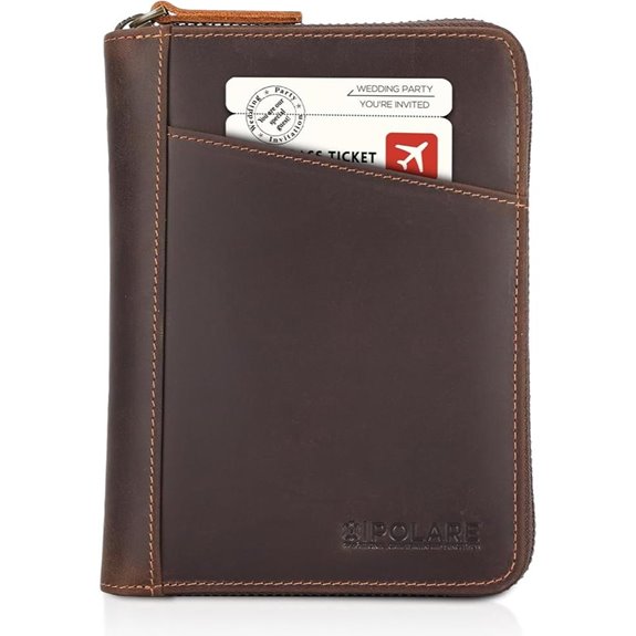 Polare Leather RFID Dual Passport Wallet (Dark Brown)