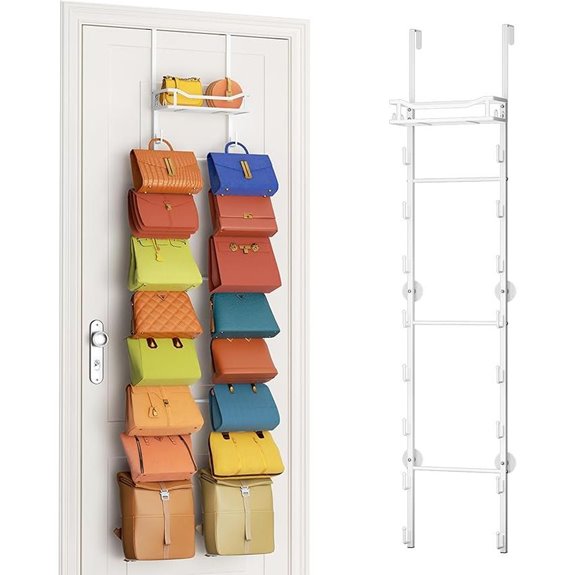 Over-the-Door Purse Organizer with Hooks and Basket