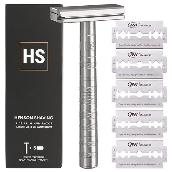 Henson Aluminum Double Edge Safety Razor with Blades