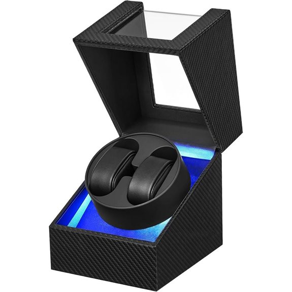 BEWISHOME Double Watch Winder with LED and Quiet Motor