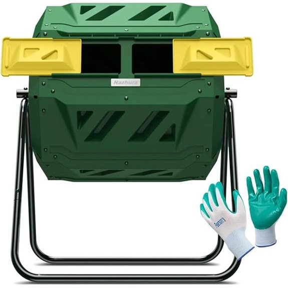 Compost Tumbler Bin Dual Chamber with Gardening Gloves