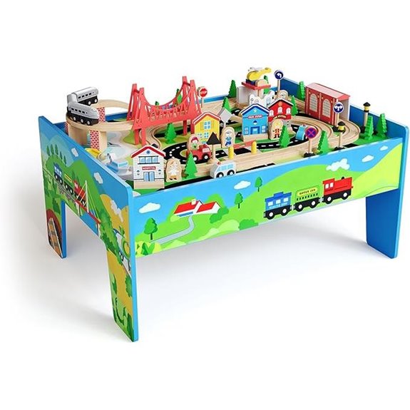 2-in-1 Wooden Train Table & Study Desk Set