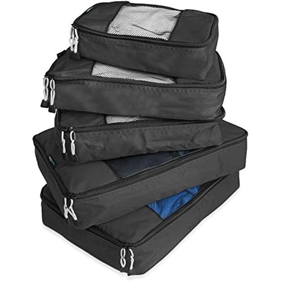 TravelWise Packing Cube System - Durable 5 Piece Weekender Plus Set (Black)