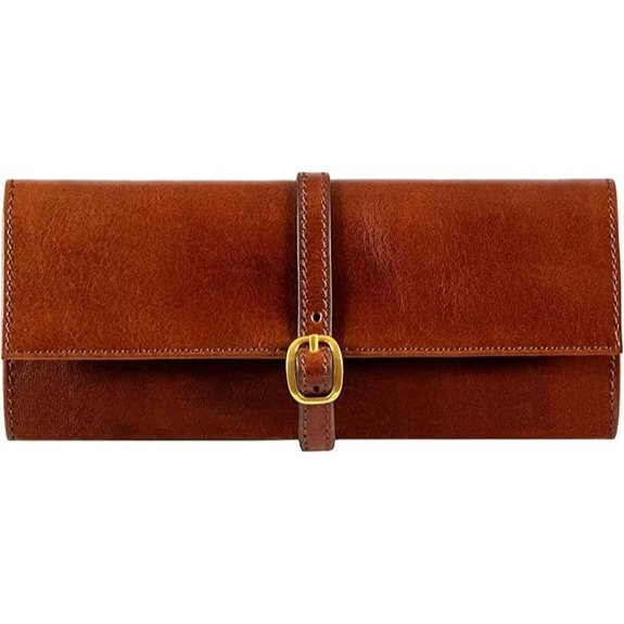 Time Resistance Leather Jewelry Roll Organizer