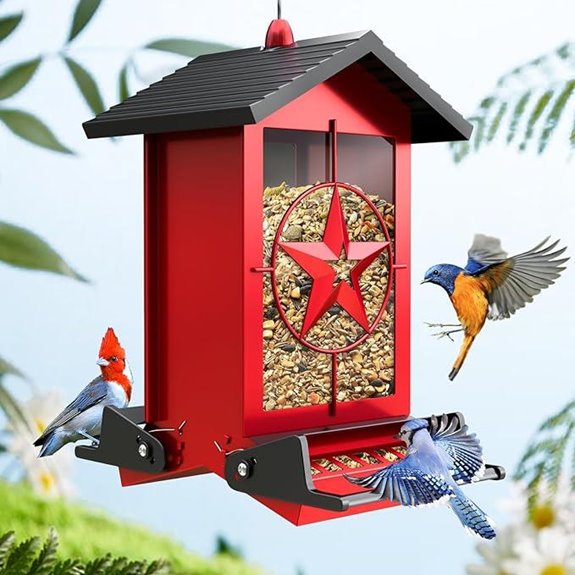 Squirrel Proof Metal Bird Feeder for Outdoors