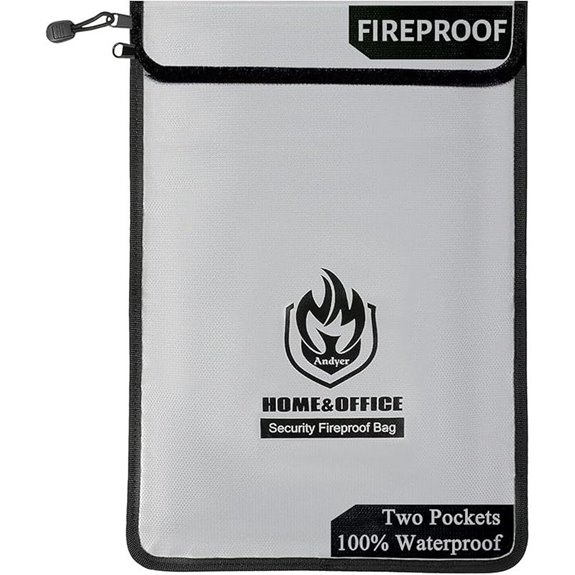 Waterproof Fireproof Document Bag with Multiple Pockets