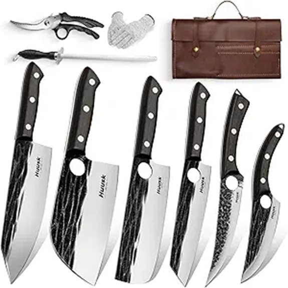 Huusk Knife Set with Ebony Handle and Bag