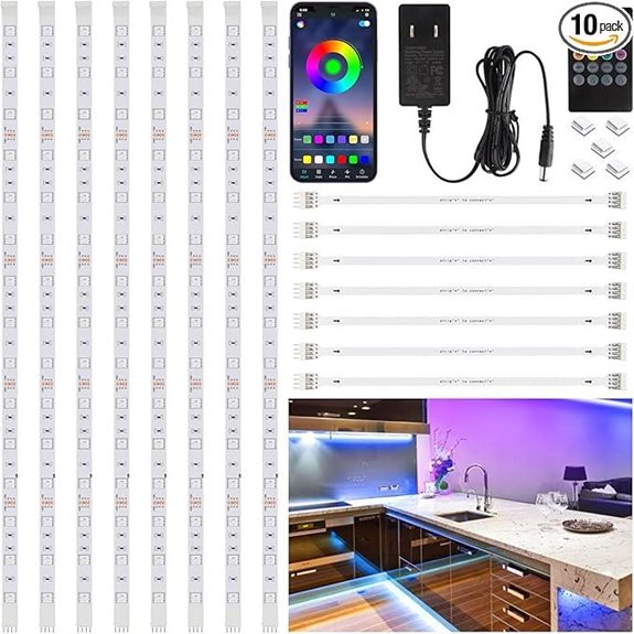 8 PCS RGB Under Cabinet LED Lighting Kit