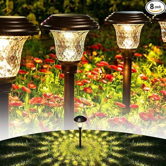 GIGALUMI 8 Pack Solar Pathway Lights (Warm White)