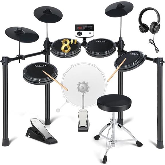 Fesley Electric Drum Set with Accessories and MIDI