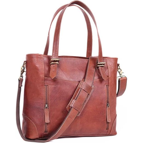 17-inch Genuine Leather Laptop Tote Bag for Women