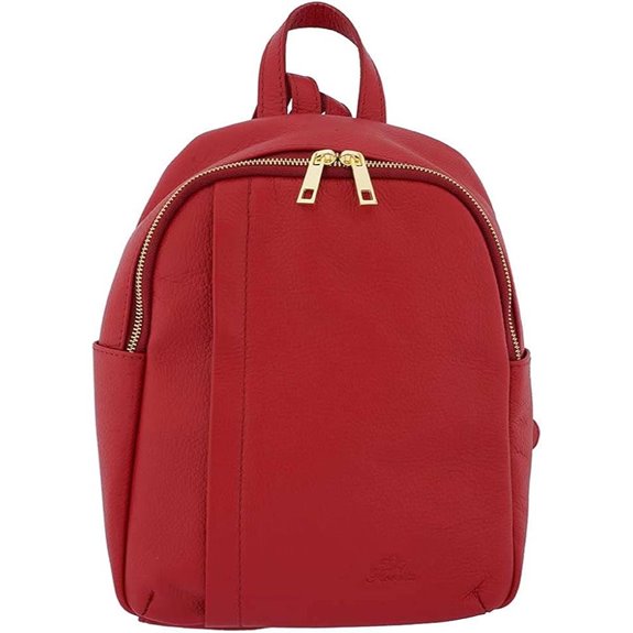 Italian Leather Women's Backpack Travel Purse Red