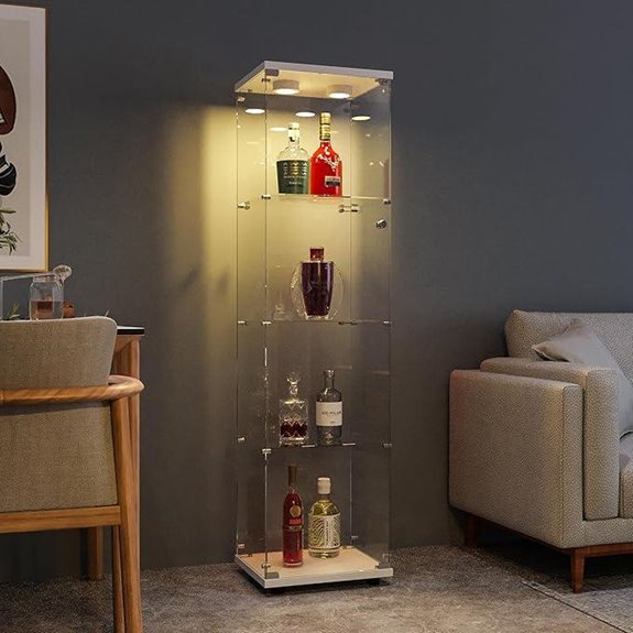 FANYUSHOW Glass Display Cabinet with LED Lights