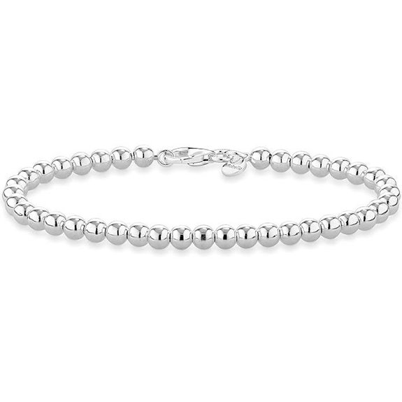 Miabella 925 Silver Bead Chain Bracelet for Women