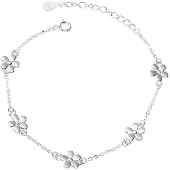 Dainty Flower 925 Silver Bracelet for Women