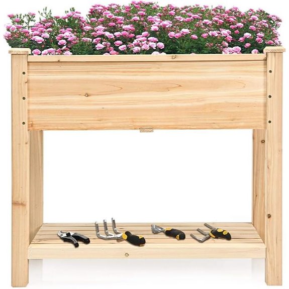 AFSTAR Elevated Cedar Wood Garden Bed with Storage
