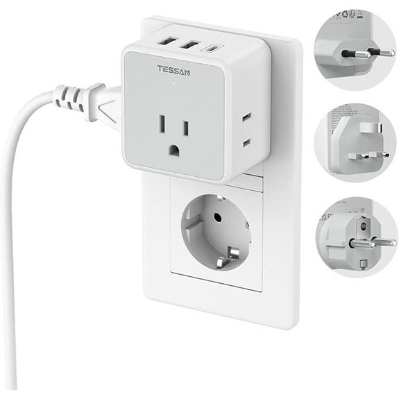 TESSAN European Travel Plug Adapter Kit with USB