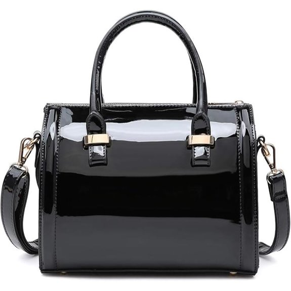 Patent Faux Leather Handbag with Top Handle