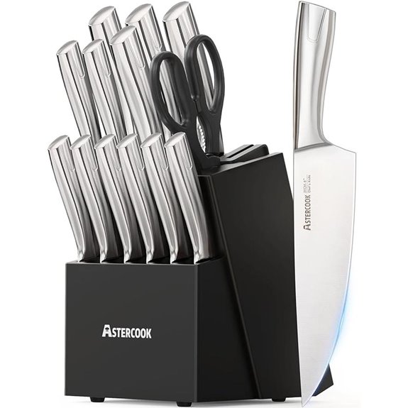 Astercook 15-Pc Kitchen Knife Set with Block