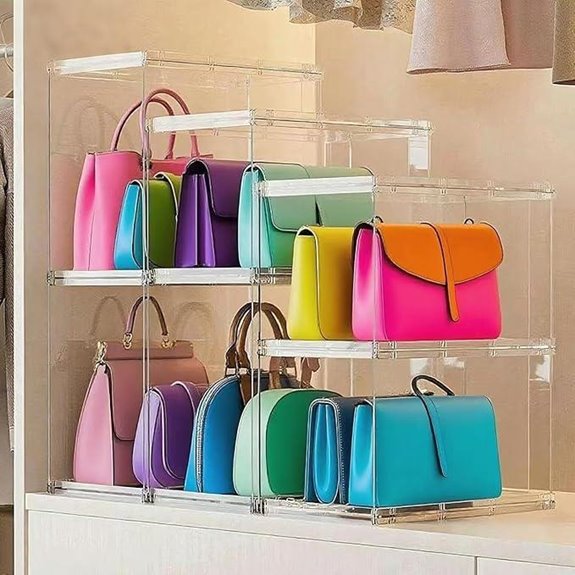 5 Pack Clear Purse Organizer Storage Bins