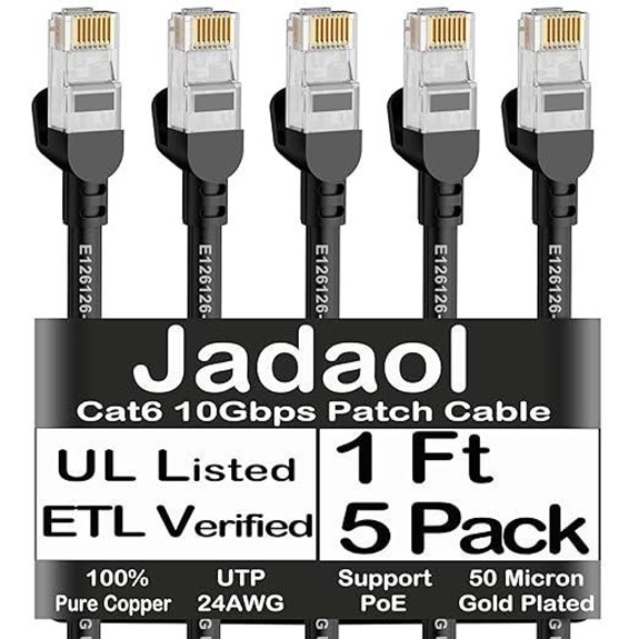 Jadaol Cat6 Ethernet Patch Cables 5-Pack