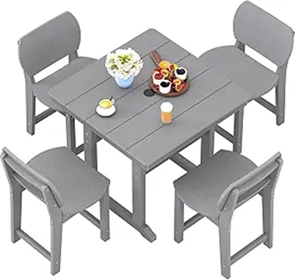 5-Piece HDPE Outdoor Patio Dining Set - Grey