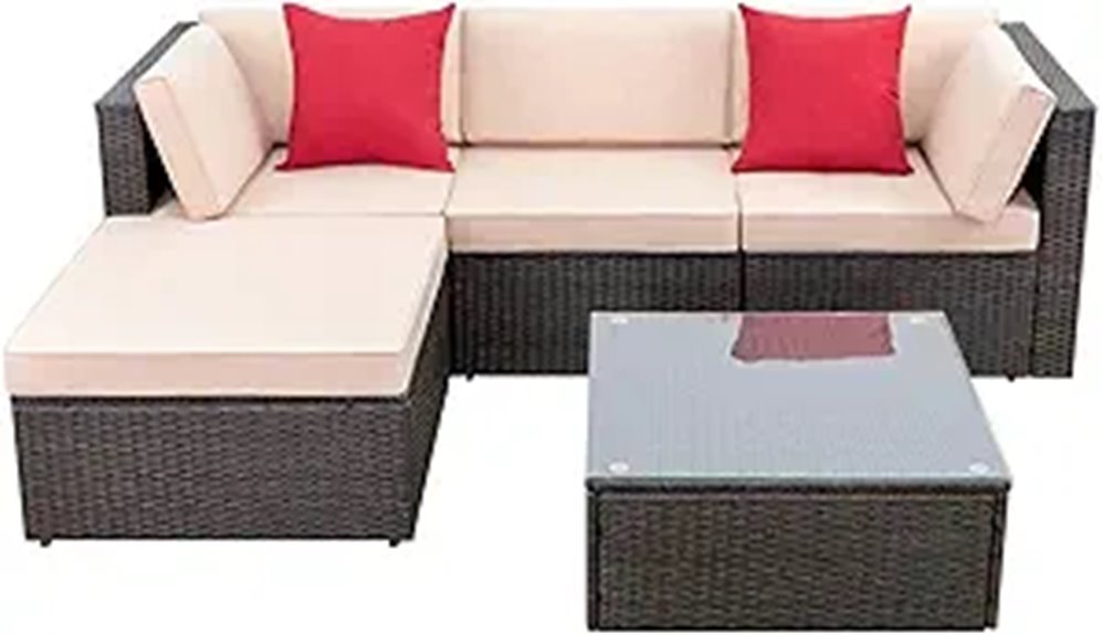 Devoko 5 Pieces Outdoor Patio Furniture Set
