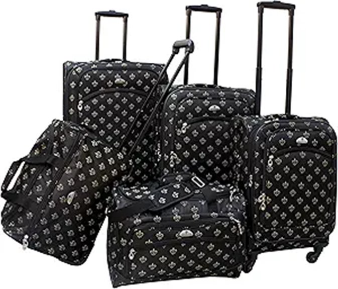 American Flyer Fleur De Lis 5-Piece Spinner Luggage Set