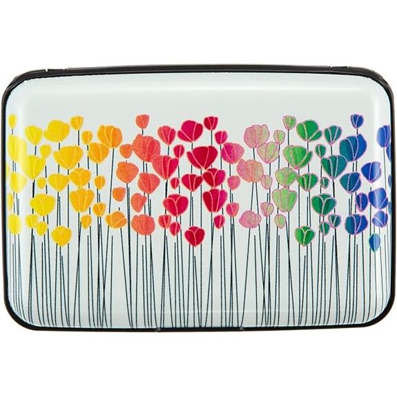 Metal RFID Card Wallet with Floral Design