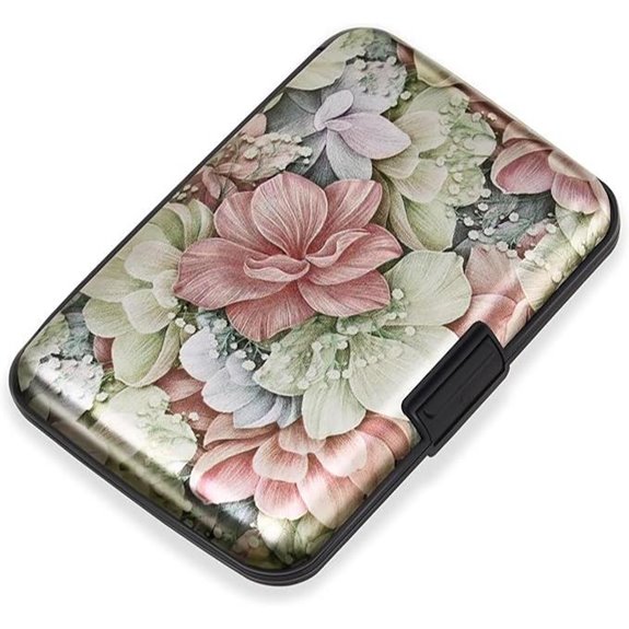 Mayski RFID Aluminum Card Holder with Flower Design