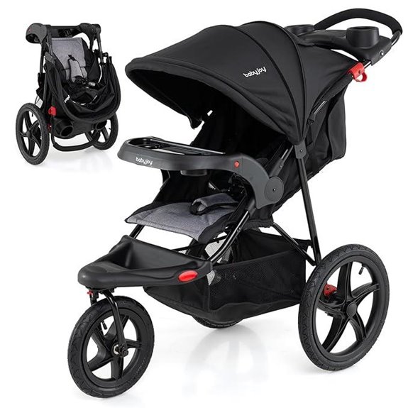 BABY JOY Foldable Jogging Stroller with Canopy