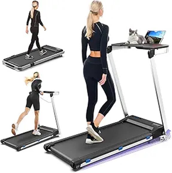 3-in-1 Folding Treadmill with Desk and Incline