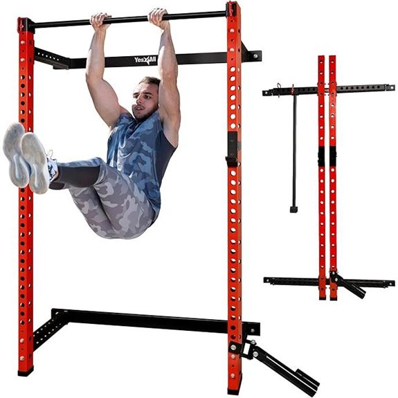 Yes4All Foldable Wall-Mounted Squat Rack with Landmine