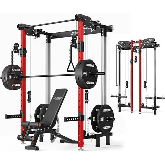 Mikolo Folding Wall-Mount Power Rack & Cable Machine