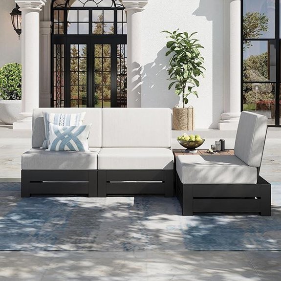 Upgraded 4-Piece Metal Patio Sectional Sofa Set