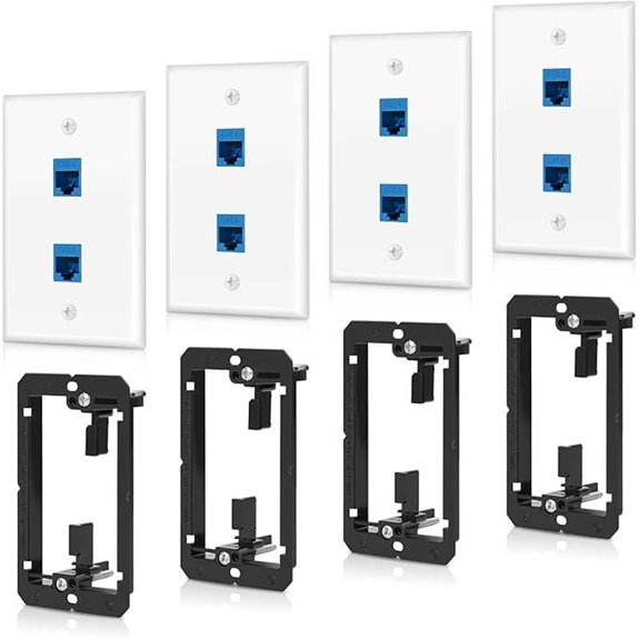 4-Pack Cat6 Ethernet Wall Plate with 2 Ports